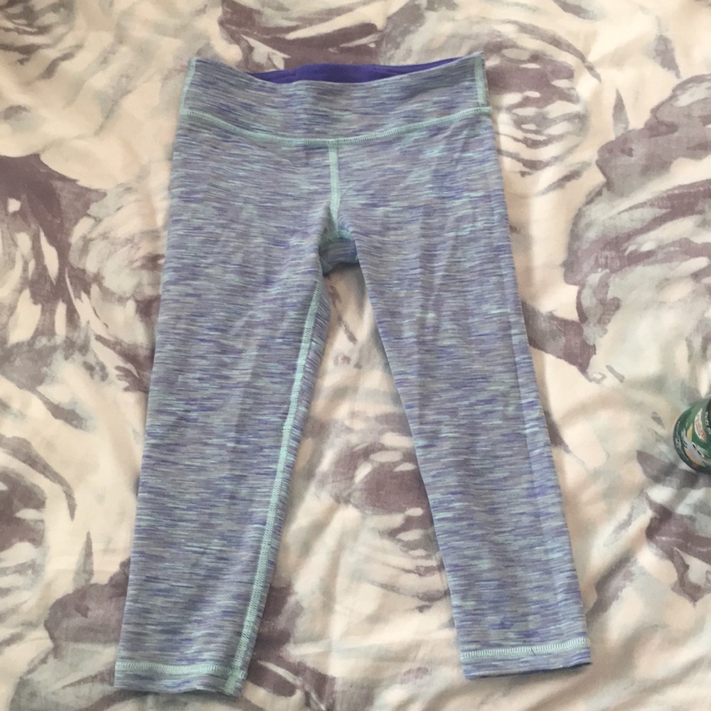 Ivivva striped purple and blue cropped leggings